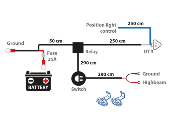 3-pin DT juhtmekomplekt ühele tulele