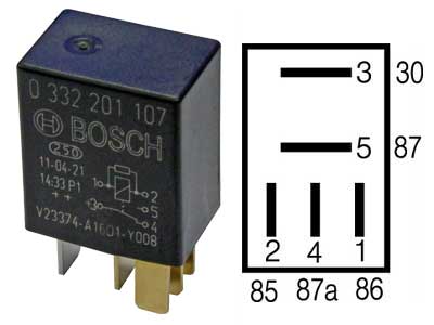 Bosch mikrorelee, VASTUKSELLA, 12 V, 0332201107