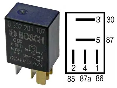 Bosch mikrorelee, VASTUKSELLA, 12 V, 0332201107