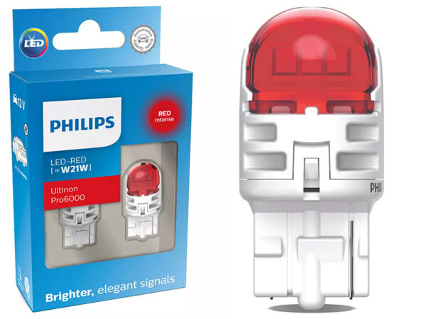 Philips LED pirnipaar, W21W, punane, 12 V