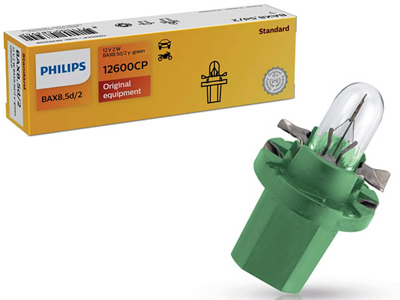 Philips plastsokliga pirn, B8.5d, 2 W, roheline, 12 V