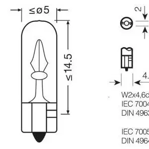 Osram klaassokliga pirn, T5, W1.2W, W2x4.6d 3