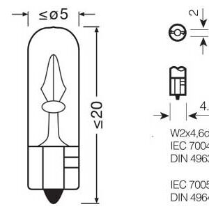 Osram klaassokliga pirn, T5, W2.3W, W2x4.6d 3