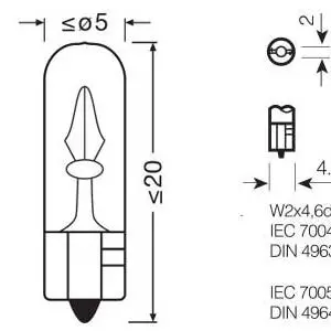 Osram klaassokliga pirn, T5, W2.3W, W2x4.6d 3