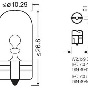 Osram pirnipaar, W5W, W2.1x9.5d 3