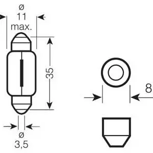 Osram pulkpirn, SV8.5, T10.5x38 3