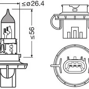 Osram halogeenpirn H13, P26.4t 3