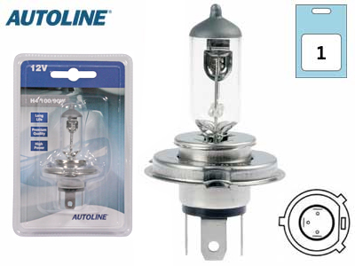 Autoline halogeenpirn H4, P43t, 12 V, 12342-100-90BLIST