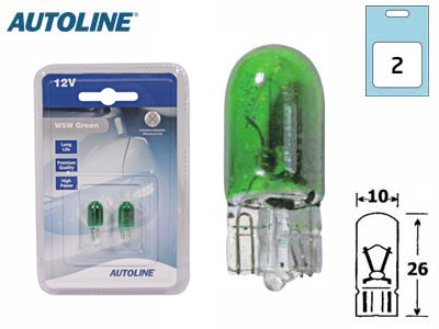 Autoline klaassokliga pirnipaar, T10, W2.1x9.5d, 12 V