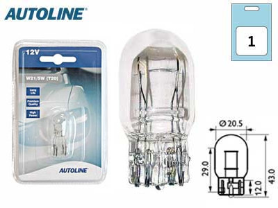 Autoline klaassokliga pirn, 21W/5 W, 12 V