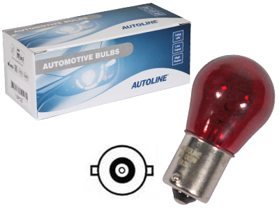 Autoline metallsokliga pirn, P21W, 21 W, punane, 12 V