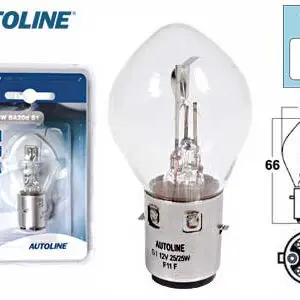 Autoline metallsokliga pirn, 25W/25 W