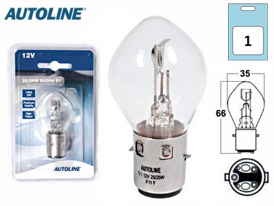 Autoline metallsokliga pirn, 25W/25 W