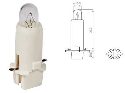 Plastsokliga pirn, 2W (Bx8.4D)
