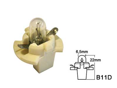 Plastsokliga pirn, (B11D)