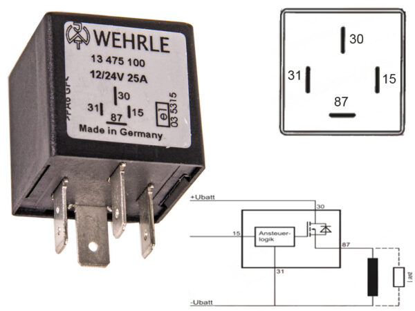 Wehrle pooljuhtrelee, 12/24 V