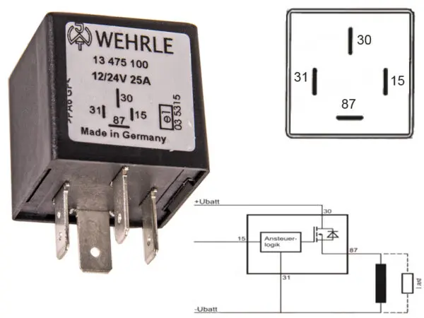 Wehrle pooljuhtrelee, 12/24 V