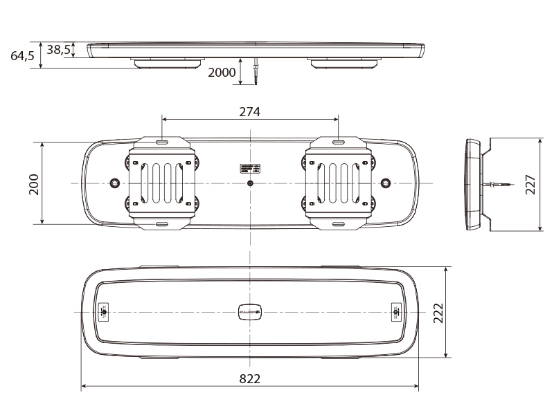 Bullboy LED vilkurpaneel, 829×218 mm 4