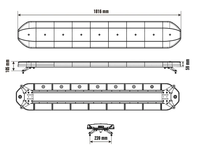 Optibeam LED vilkurpaneel, Dark Phantom, 1816×300 mm 2