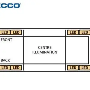 ECCO LED vilkurpaneel, 1070×280 mm, kollane, 12-24 V, 1603-165010-ICAO 2