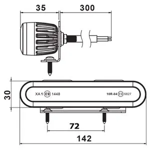 LED märgutuli, 142×30 mm 3