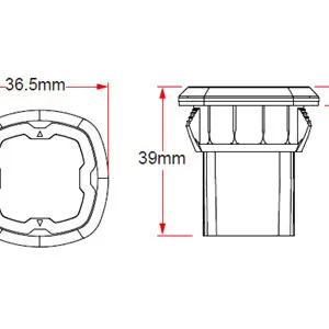 Axixtech LED märgutuli, CR06, 37×37 mm, punane, 12-24 V 4