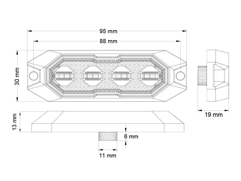 Truckvision LED märgutuli, 95×30 mm 6