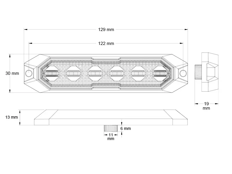 Truckvision LED märgutuli, 129×30 mm 6