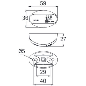 SIM LED ääretuli, 59×36 mm 2