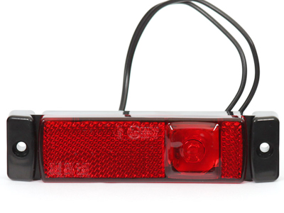 WAS LED ääretuli, 130×32 mm, punane, 12-24 V