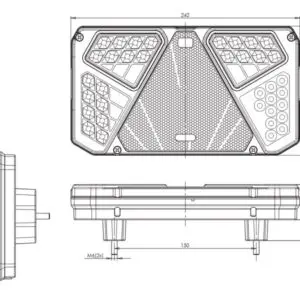 WAS LED haagise tagatuli, vasak, 242×134 mm 3