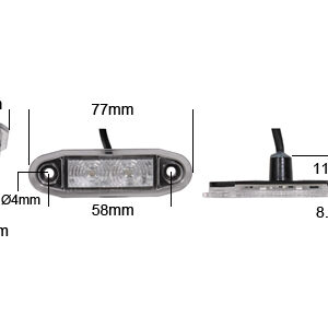 LED ääretuli, 77×23 mm, punane, 10-30 V 2
