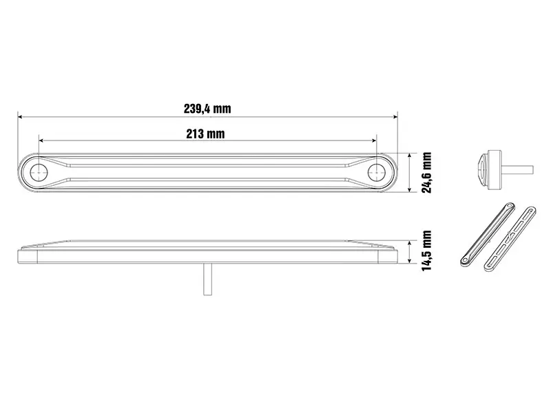 Optibeam LED-positsioonituli, Dark Phantom, 1.83 W, 239×25 mm 3