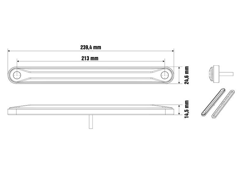 Optibeam LED-positsioonituli, 1.68 W, 239×25 mm 3