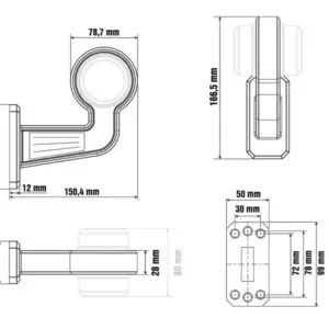Optibeam painduv kinnitusjalg 90°, Middle arm 90° 2