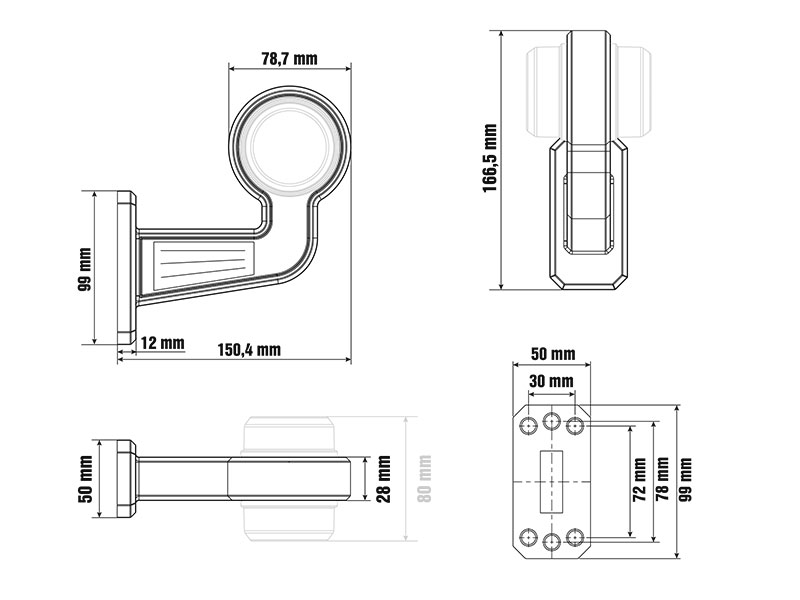 Optibeam painduv kinnitusjalg 90°, Middle arm 90° 2