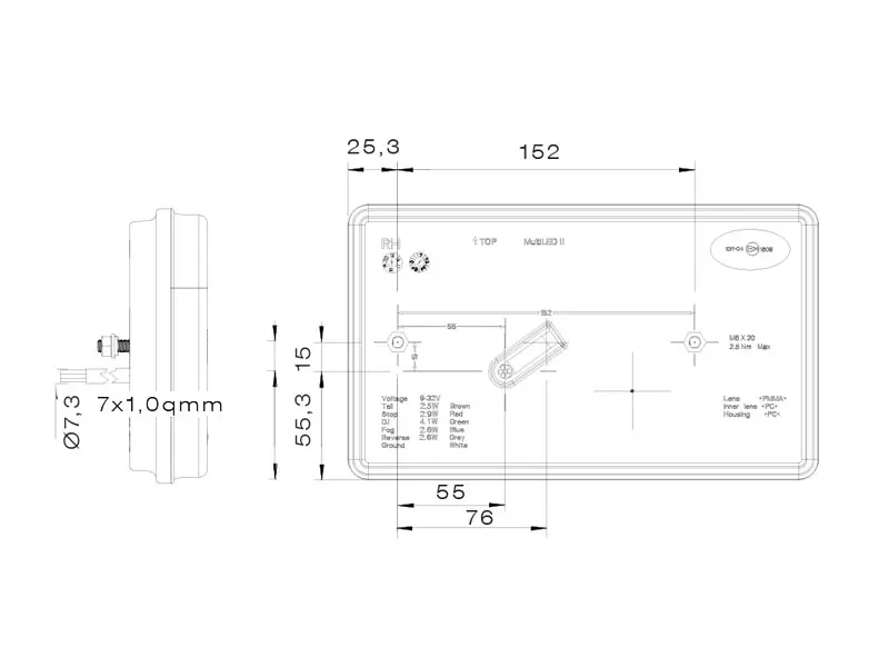 Aspöck LED haagise tagatuli, Multiled II, parem 3