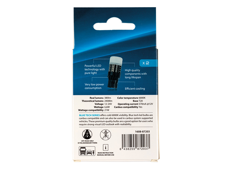 Autoline LED pirnipaar, W21W (1250) 3