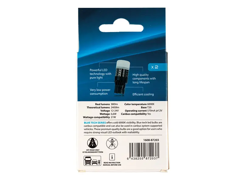 Autoline LED pirnipaar, W21W (1250) 3