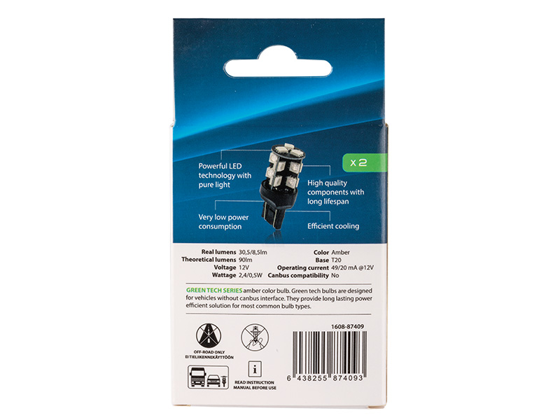 Autoline LED pirnipaar, W21/5W (1249-R) 3