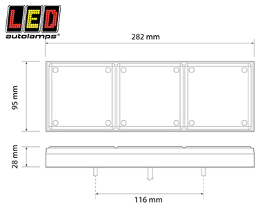 LED Autolamps LED tagatuli, 280ARRM 2