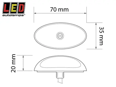 LED Autolamps LED ääretuli, 70×35 mm, 12-24 V 2