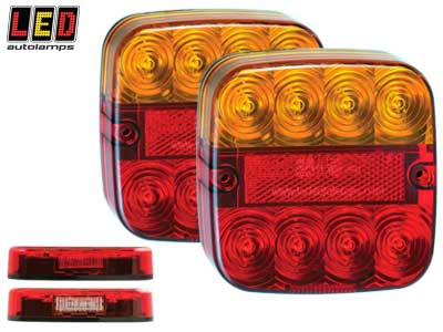 LED Autolamps LED tagatulede paar, 2 kpl, 107×107 mm