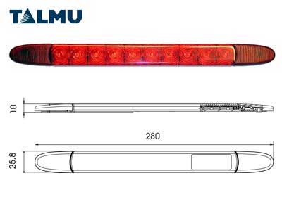 Talmu LED pidurituli, 3106, 280×26 mm, 12 V