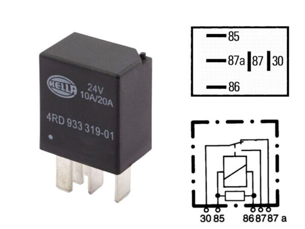 Hella mikrorelee, VASTUKSELLA, 24 V