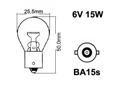 Autoline metallsokliga pirn, 15W (BA15s)