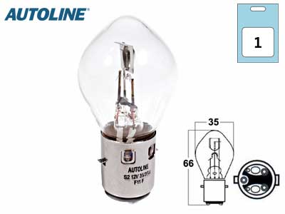 Autoline metallsokliga pirn, 35/35W (BA20d)