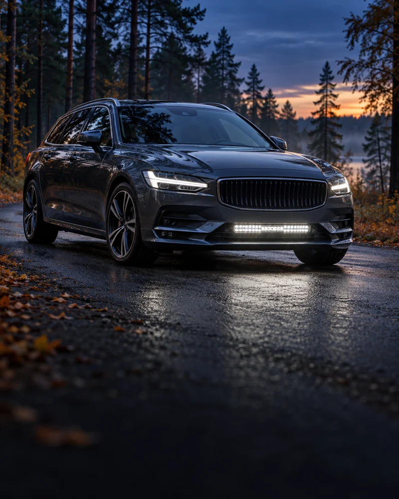 Pikliku lisatulega sõiduauto hämaras